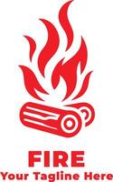 Simple Fire Logo Design With Flat Background vector
