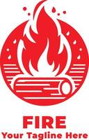Simple Fire Logo Illustration With Flat Background vector