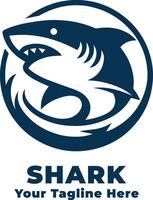 Simple Logo Shark Illustration With Flat Background vector