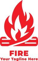 Logo Fire Simple Design With Red Concept vector