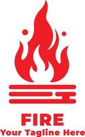Simple Fire Logo Illustration With Red Concept vector
