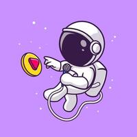Cute Astronaut Singing With Microphone In Space Cartoon vector
