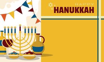 Happy Hanukkah Template with party elements and copy space area vector