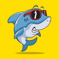 Smiling Shark Cartoon Mascot Character With Sunglasses vector