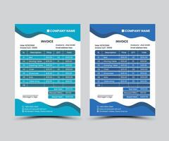 Creative and clean invoice design template created with abstract shapes and multiple colors vector