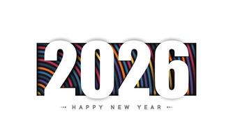 2026 Happy New Year Design with colorful lines and white background. vector