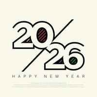 2026 Happy New Year Text Design. 2026 Flat Illustration. vector