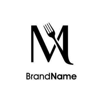 Simple and Unique Initial M Fork Logo vector