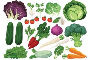 set of fresh vegetables Collection vector