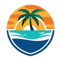 Beach and island logo design, , design template of beach icons vector