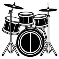 drum set silhouette isolated on white background vector