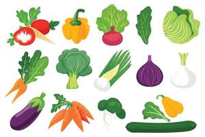 set of fresh vegetables icon vector