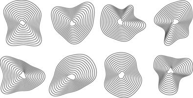 Abstract contour shapes. Natural texture lines outline illustration bundle. vector