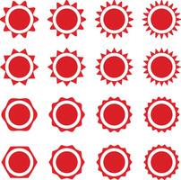 Red starburst icons on white. Speech bubble badges. Star shapes for sale labels set. vector