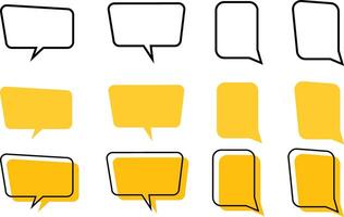 Yellow quote bubbles. Speech and message box illustrations background set. vector