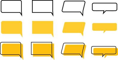 Yellow chat bubble set. Quote backgrounds and message boxes. Speech bubble collection. vector