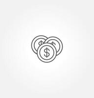 icon of coins isolated on a white background. Set of icons of coins. coin . Flat illustration. Coins. Money simple outline icon. solid isolated black illustration. vector