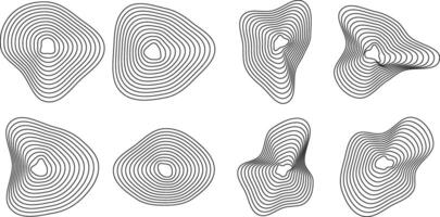 Geometric topography patterns. Organic texture waves line art collection. vector