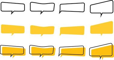 Chat bubble designs in yellow. Quote and message box collection. Speech bubble set. vector