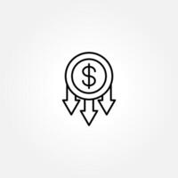 Deflation line icon. Linear style deflation icon.. Price reduction sign. Reduce rate symbol. illustration vector