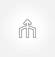 teamwork, vision, target, goals icon. Black outline icon of three arrows merging into one, symbolizing convergence or unification. vector