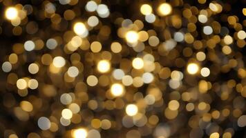 Golden christmas lights twinkling and blurring. Bokeh video