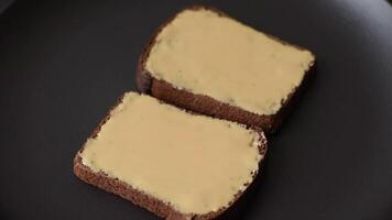 Sandwiches with toast bread, peanut butter and strawberry jam. Hearty, nutritious breakfast video