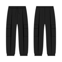 Black color trouser pant front and back isolated on white background vector