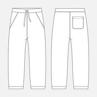 Trouser pant front and back with side and back pocket isolated on light grey back vector