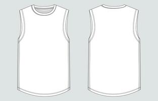 White Color tank tops front and back views isolated on light grey background vector