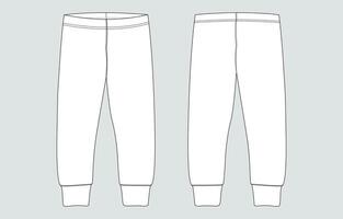 White color Lagging pant front and back isolated on light grey background vector