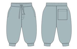 Sweatpants front and back with side and back pocket isolated on white back vector
