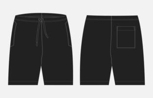 Black color shorts pant with side and back pocket isolated on white background vector