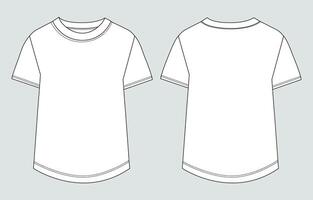 Short sleeve white color t shirt front and back isolated on grey background vector
