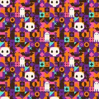 Halloween geometric seamless pattern in bright colors vector