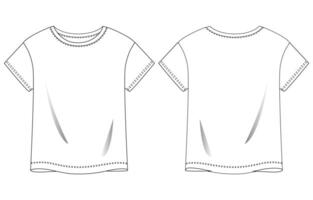 Ladies t shirt tops front and back isolated on white back vector