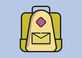 Yellow Backpack with Diamond and Envelope vector