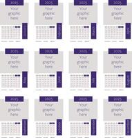 2025 Calendar Template Design Customizable Graphic vector