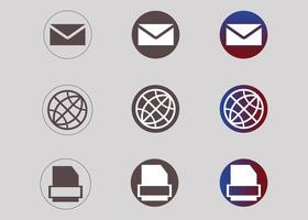Simple Rounded Icons Email Globe Folder Design vector
