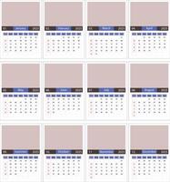 2025 Calendar Grid Monthly Planner Dates vector