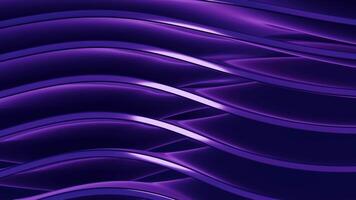 Looped elegant background with abstract pattern of purple blue glass waves and smooth light reflections. Satisfying art screensaver with shiny stream of liquid lines. Motion graphics, VJ loop 4k 30fps video