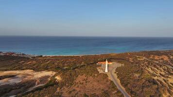 Aerial view around the western tip of the Caribbean island of Aruba video