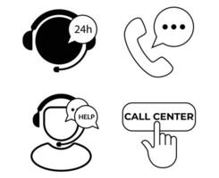 icon set of customer service 24h and support service customer containing help contact button and call center vector