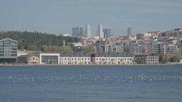turkey istanbul 21 june 2024, Enjoy the serene waterfront view with a modern skyline set gracefully in the background video