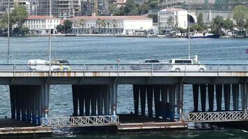 turkey istanbul 23 may 2024, A beautiful scenic view of a waterfront bridge bustling with traffic in an urban setting video