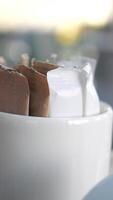 white sugar in a paper packet on table video