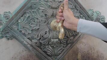 An Artistic Faucet Featuring an Ornate Design that Invites Hand Interaction and Use video