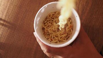 Eating Instant Noodles with a Fork. video