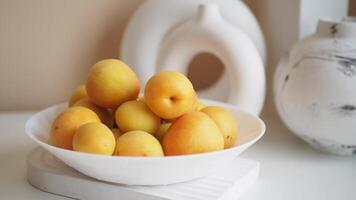 Fresh Yellow Pears displayed in a modern, decorative, and aesthetically pleasing setting video