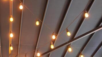 Beautiful Decorative String Lights Elegantly Hanging Down from the Ceiling Above video